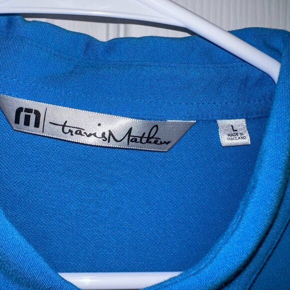 Travis Mathew Golf Polo Shirt Blue Stripes Size L - Picture 4 of 7